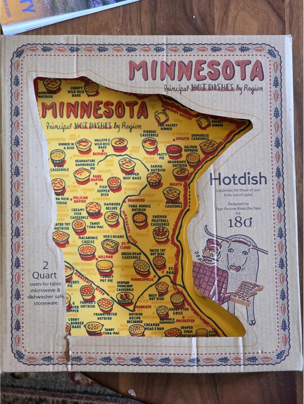 Minnesota Principal Hot Dishes by Region" stoneware casserole dish NIB